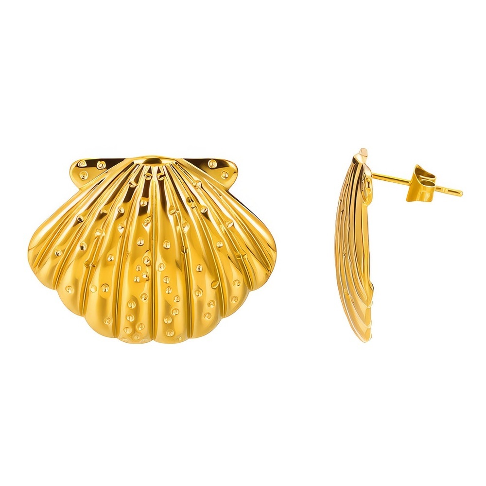Golden Seashell Earrings - Picture 3 of 5